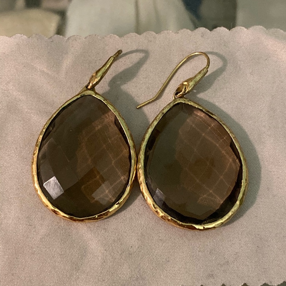 Stella and Dot brown/gold earrings